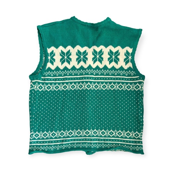 Vintage 1990s Scalloped Fair Isle Winter Sweater Vest - Picture 3 of 6